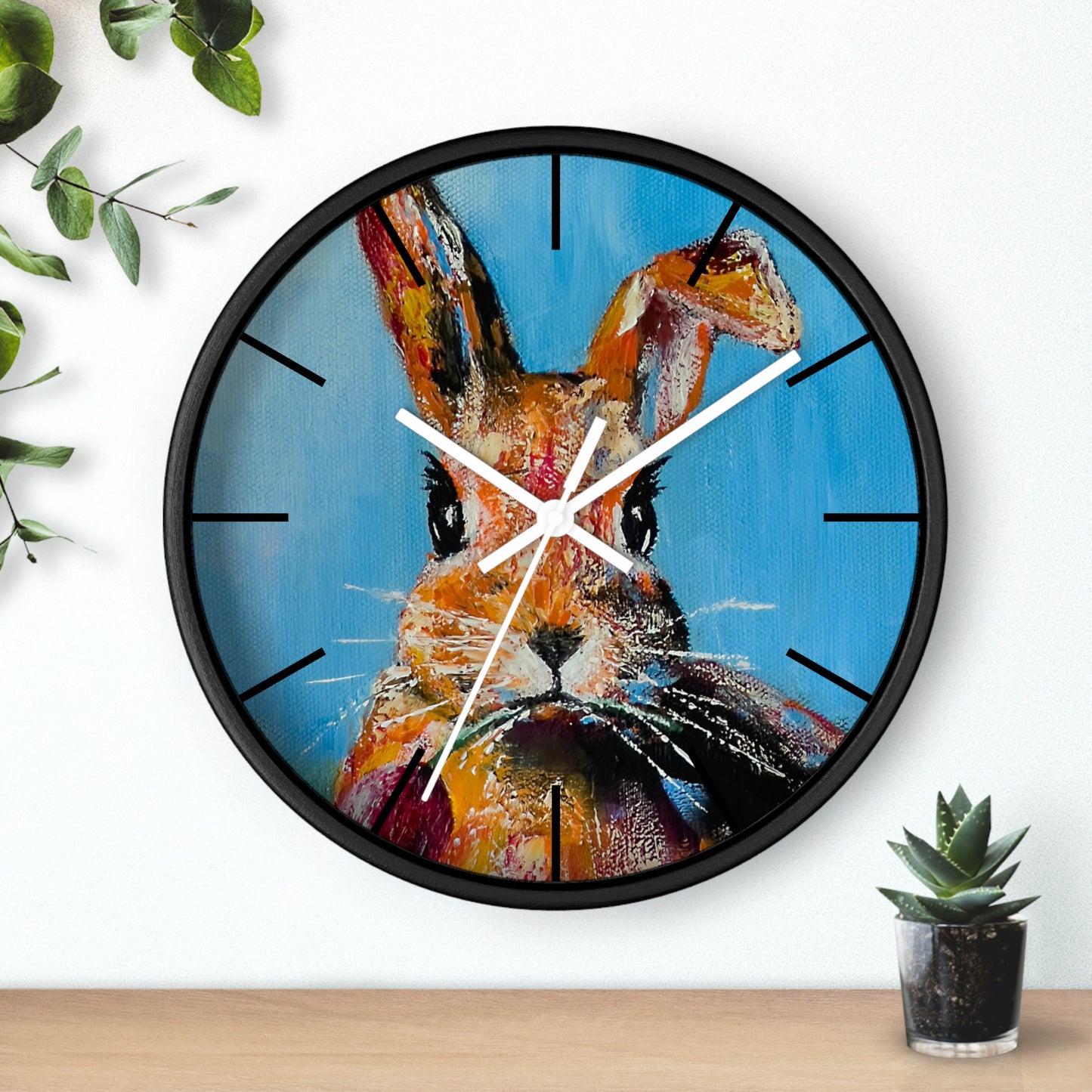 Rabbit Wall Clock, Cute Bunny Home Decor Gift, Animal Art Clock, Timepiece Gifts, Unique House Warming Gift, Original Art Wall Clock