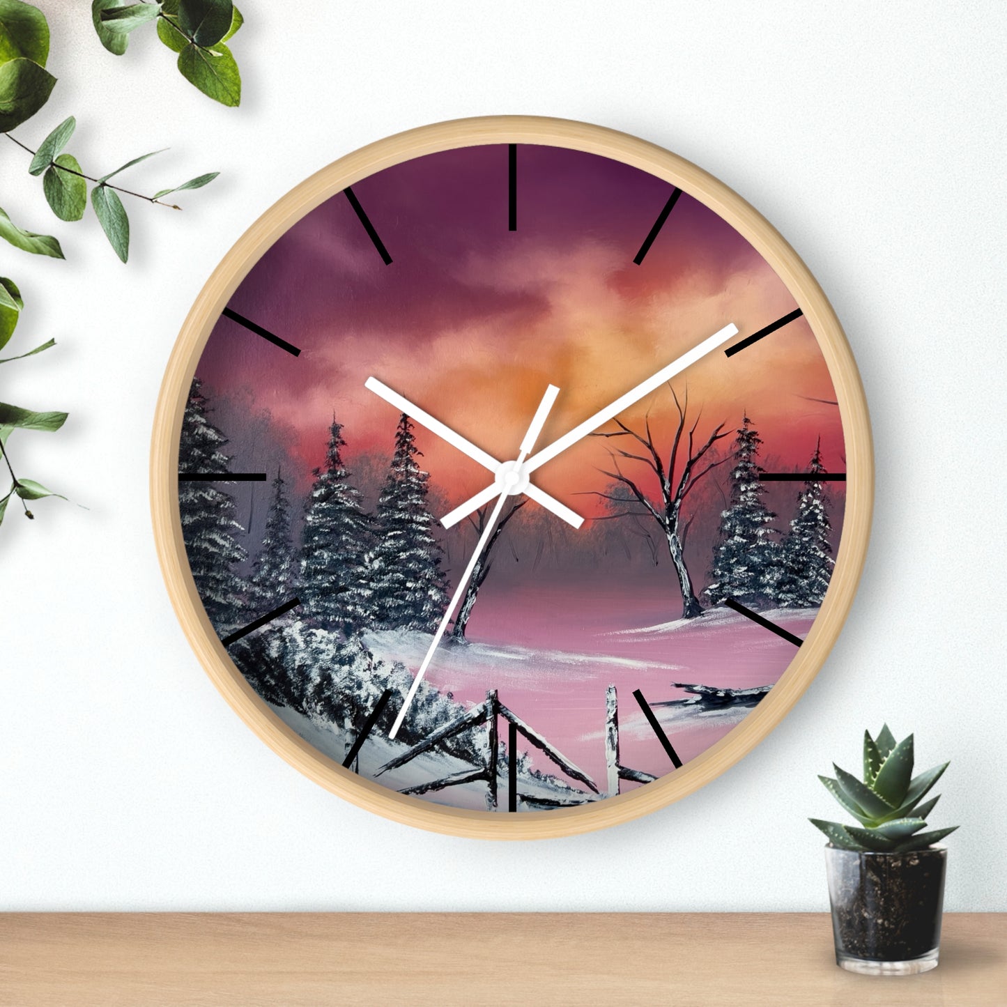 Winter Landscape Wall Clock, Unique Snow Scene Clock, Home Decor Gift