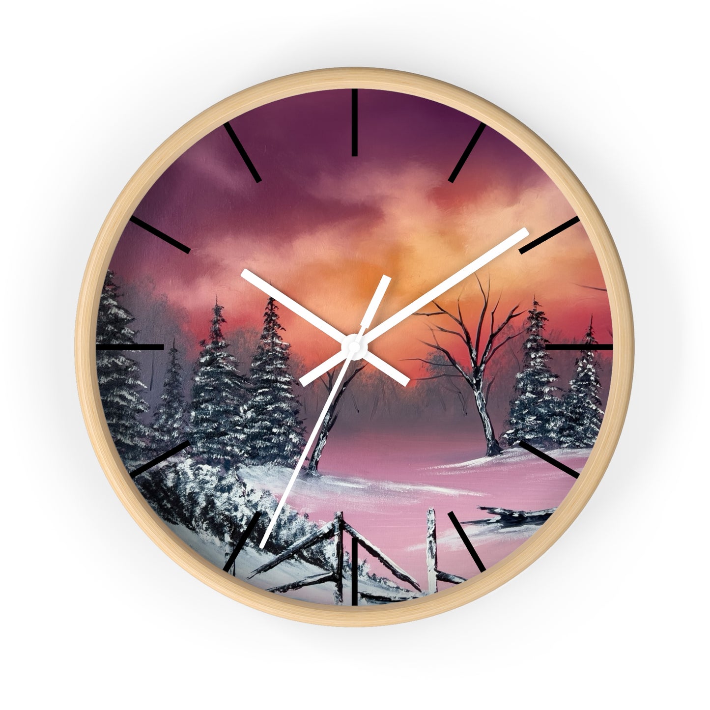 Winter Landscape Wall Clock, Unique Snow Scene Clock, Home Decor Gift