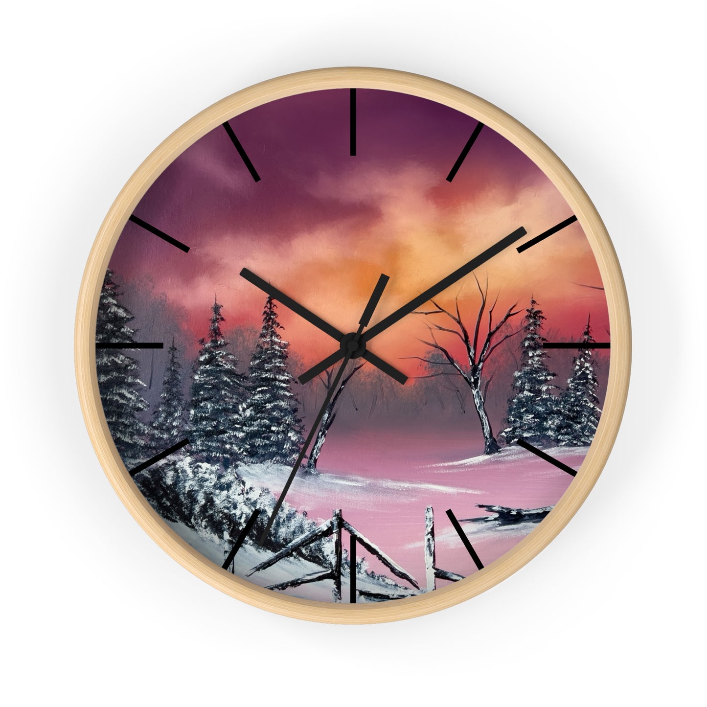 Winter Landscape Wall Clock, Unique Snow Scene Clock, Home Decor Gift