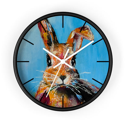 Rabbit Wall Clock, Cute Bunny Home Decor Gift, Animal Art Clock, Timepiece Gifts, Unique House Warming Gift, Original Art Wall Clock