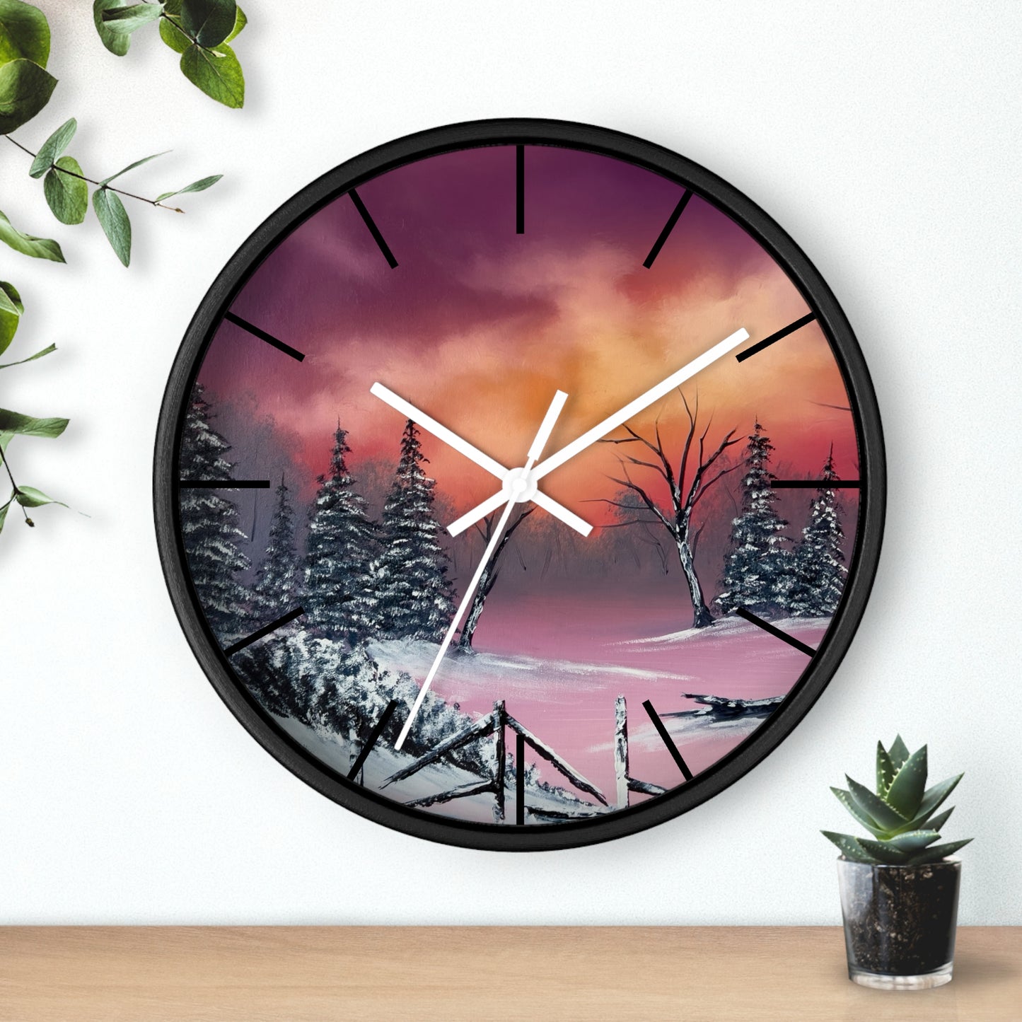 Winter Landscape Wall Clock, Unique Snow Scene Clock, Home Decor Gift