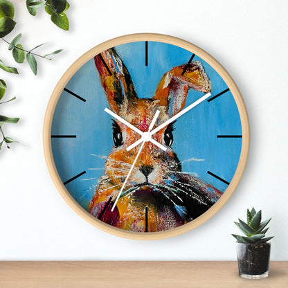 Rabbit Wall Clock, Cute Bunny Home Decor Gift, Animal Art Clock, Timepiece Gifts, Unique House Warming Gift, Original Art Wall Clock