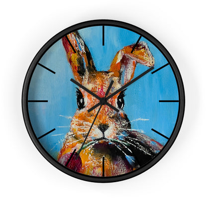 Rabbit Wall Clock, Cute Bunny Home Decor Gift, Animal Art Clock, Timepiece Gifts, Unique House Warming Gift, Original Art Wall Clock