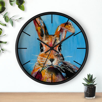 Rabbit Wall Clock, Cute Bunny Home Decor Gift, Animal Art Clock, Timepiece Gifts, Unique House Warming Gift, Original Art Wall Clock