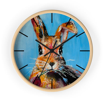 Rabbit Wall Clock, Cute Bunny Home Decor Gift, Animal Art Clock, Timepiece Gifts, Unique House Warming Gift, Original Art Wall Clock