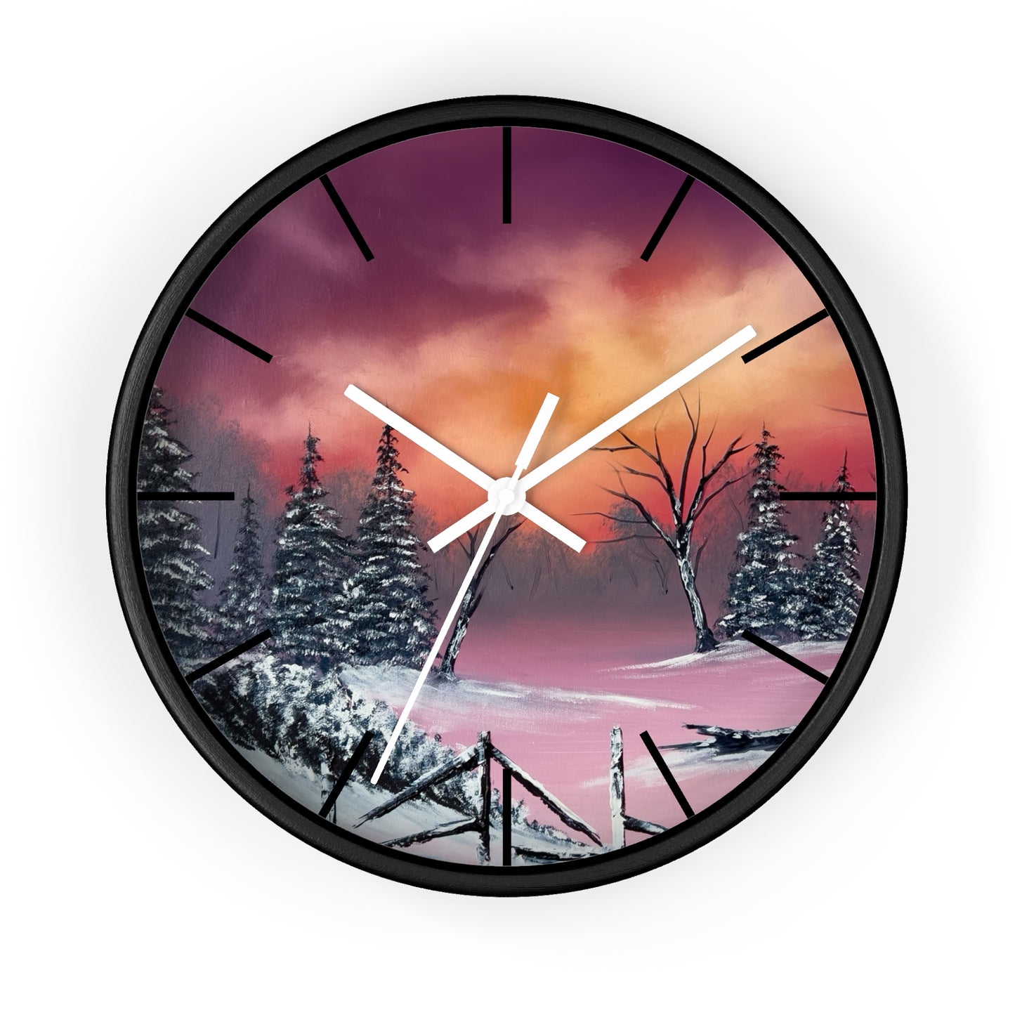 Winter Landscape Wall Clock, Unique Snow Scene Clock, Home Decor Gift