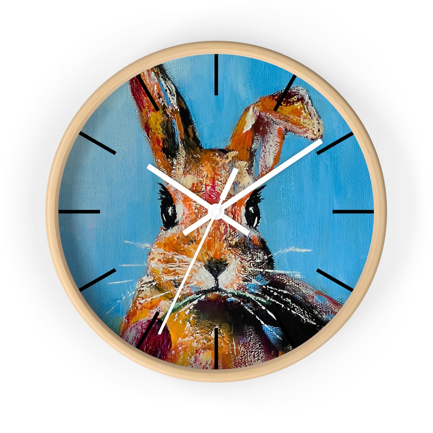 Rabbit Wall Clock, Cute Bunny Home Decor Gift, Animal Art Clock, Timepiece Gifts, Unique House Warming Gift, Original Art Wall Clock