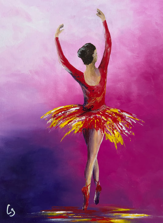 Ballerina #2 18x24" Acrylic Painting on Canvas, Home Decor Art, Ballet Art