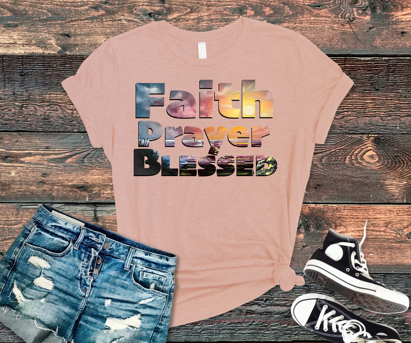 Faith Prayer Blessed Inspirational T-Shirt, Spiritual Slogan Shirt, Christian Merch Tee, Religious Gift for Mom