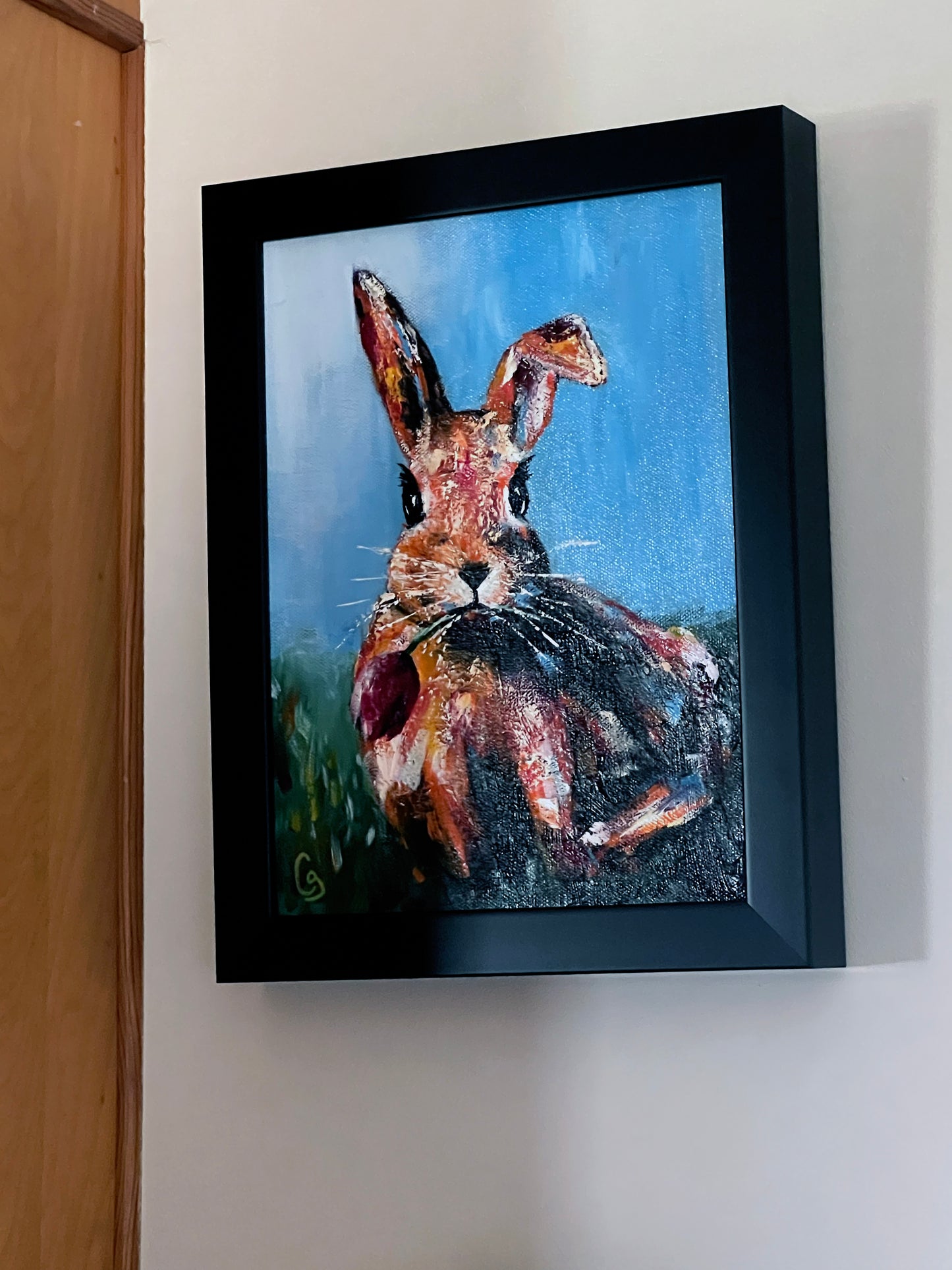 Guilty Rabbit 9x12" Framed Oil Painting