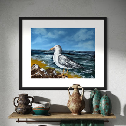 Seagull Archival Art Print, Seascape Art