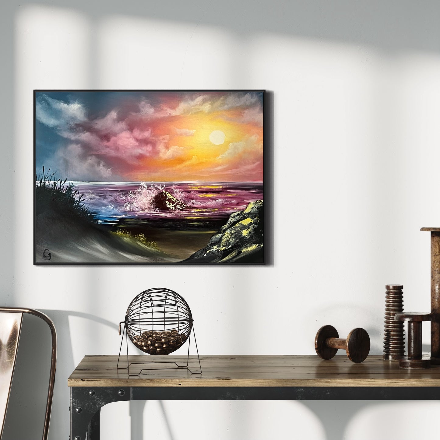 Spiritual Sunset 14x18" Framed Oil Painting