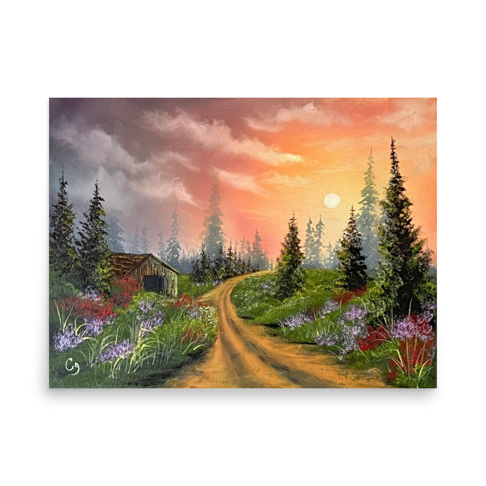 Path Through the Woods print, Old Cabin Wall Art