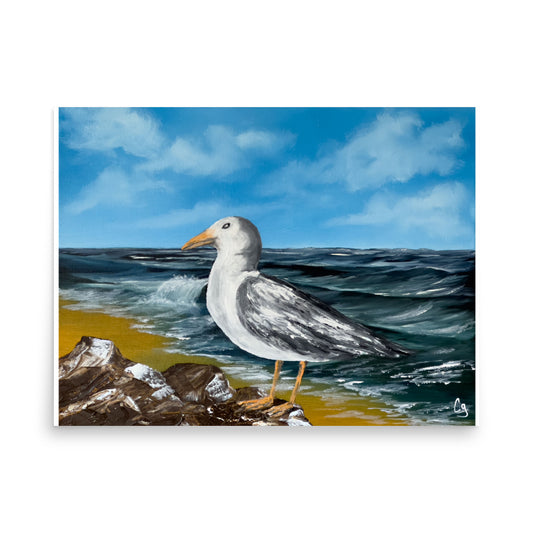 Seagull Archival Art Print, Seascape Art