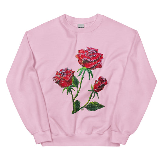 Roses Women's Flower Sweatshirt, Mother's Day Gift, Red Roses Clothing