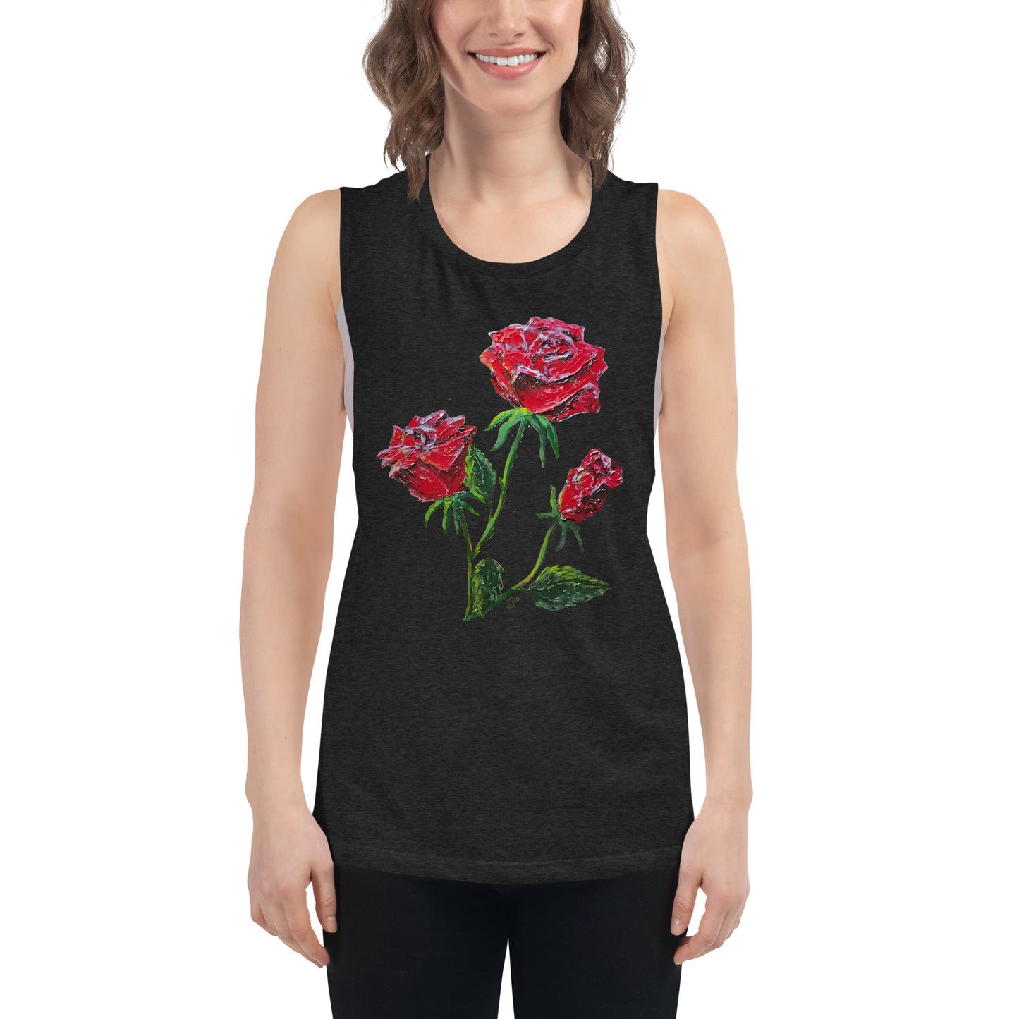 Red Roses Women's Tank Top, Artistic Roses Tank, Cool Gift for Her