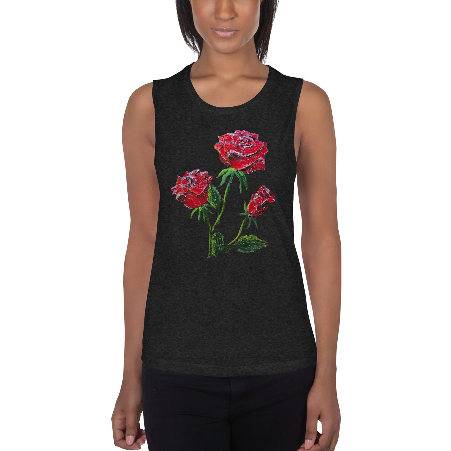 Red Roses Women's Tank Top, Artistic Roses Tank, Cool Gift for Her