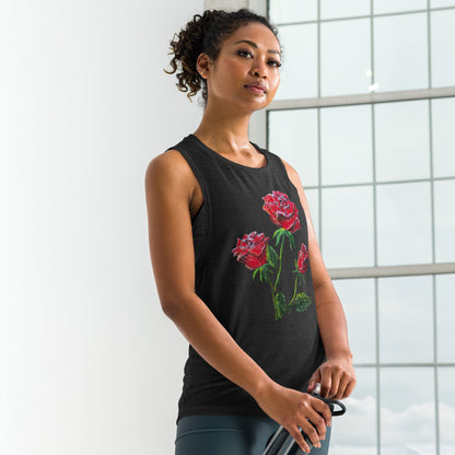 Red Roses Women's Tank Top, Artistic Roses Tank, Cool Gift for Her