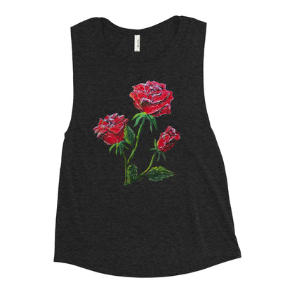 Red Roses Women's Tank Top, Artistic Roses Tank, Cool Gift for Her