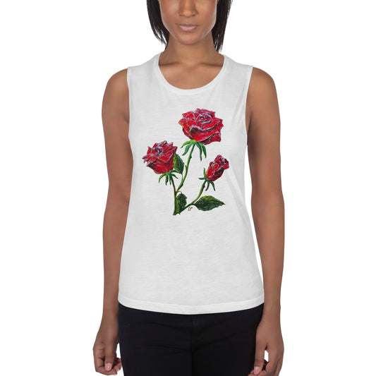 Red Roses Women's Tank Top, Artistic Roses Tank, Cool Gift for Her