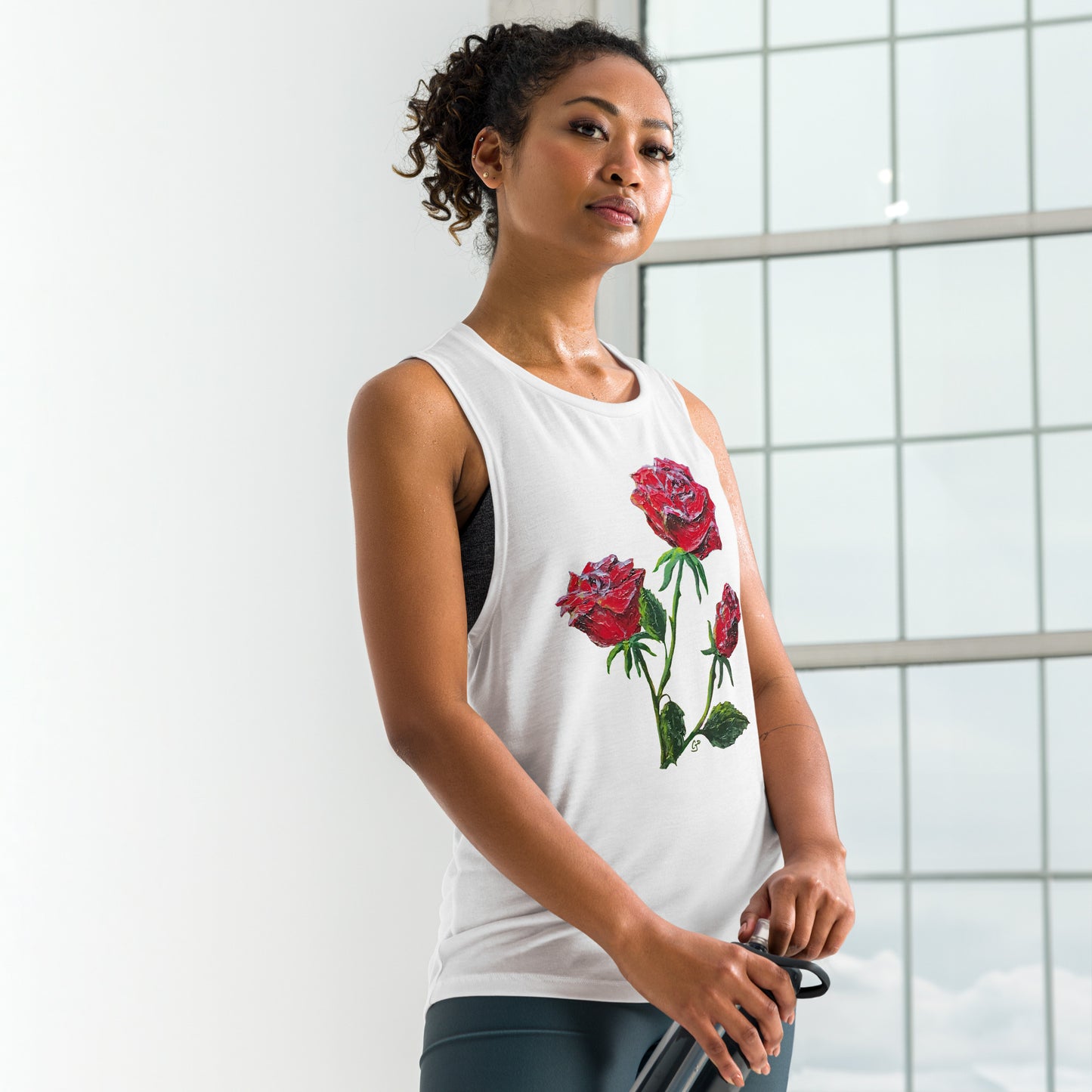 Red Roses Women's Tank Top, Artistic Roses Tank, Cool Gift for Her