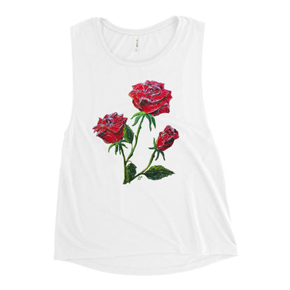 Red Roses Women's Tank Top, Artistic Roses Tank, Cool Gift for Her