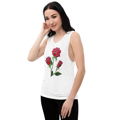 Red Roses Women's Tank Top, Artistic Roses Tank, Cool Gift for Her