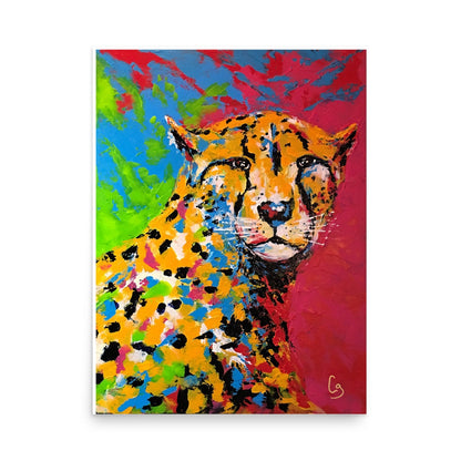 Cheetah Archival Art Print, Animal Wall Art, Vibrant Cheetah Print, Semi-Abstract Animal Art, Home Decor Art