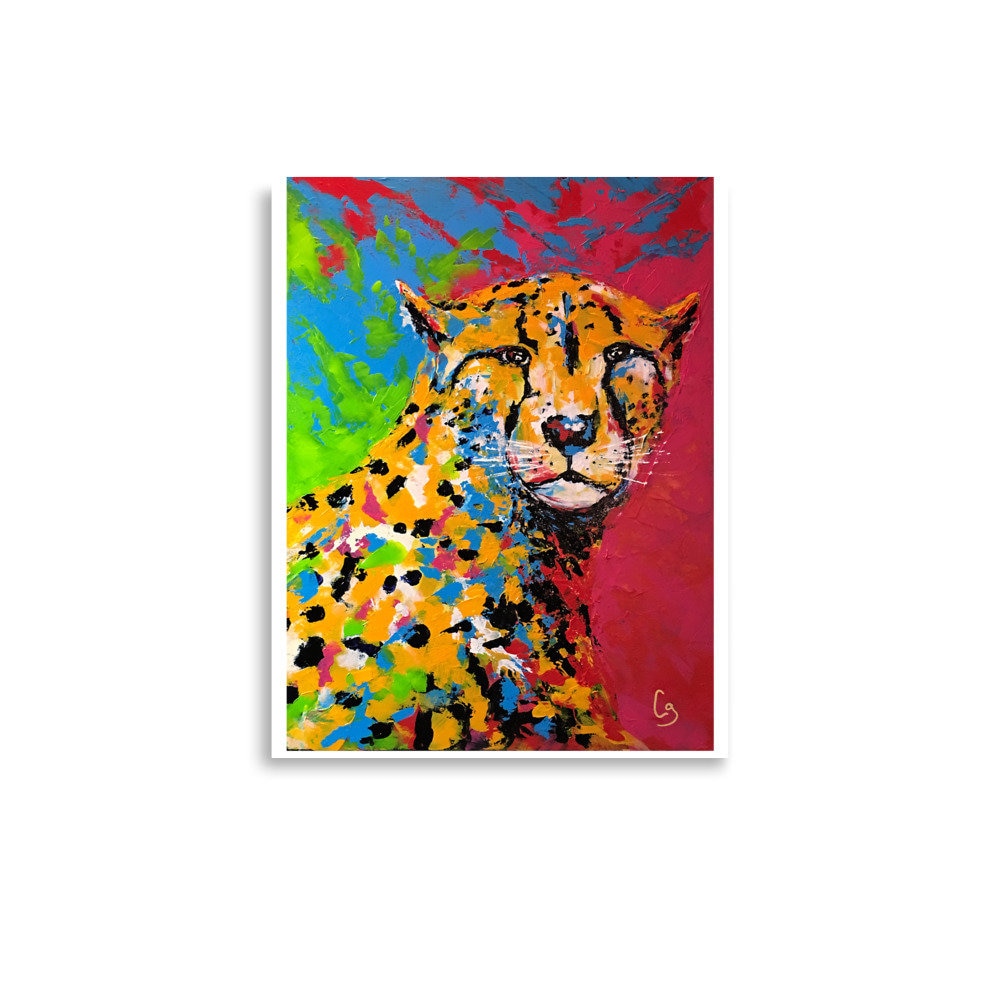 Cheetah Archival Art Print, Animal Wall Art, Vibrant Cheetah Print, Semi-Abstract Animal Art, Home Decor Art