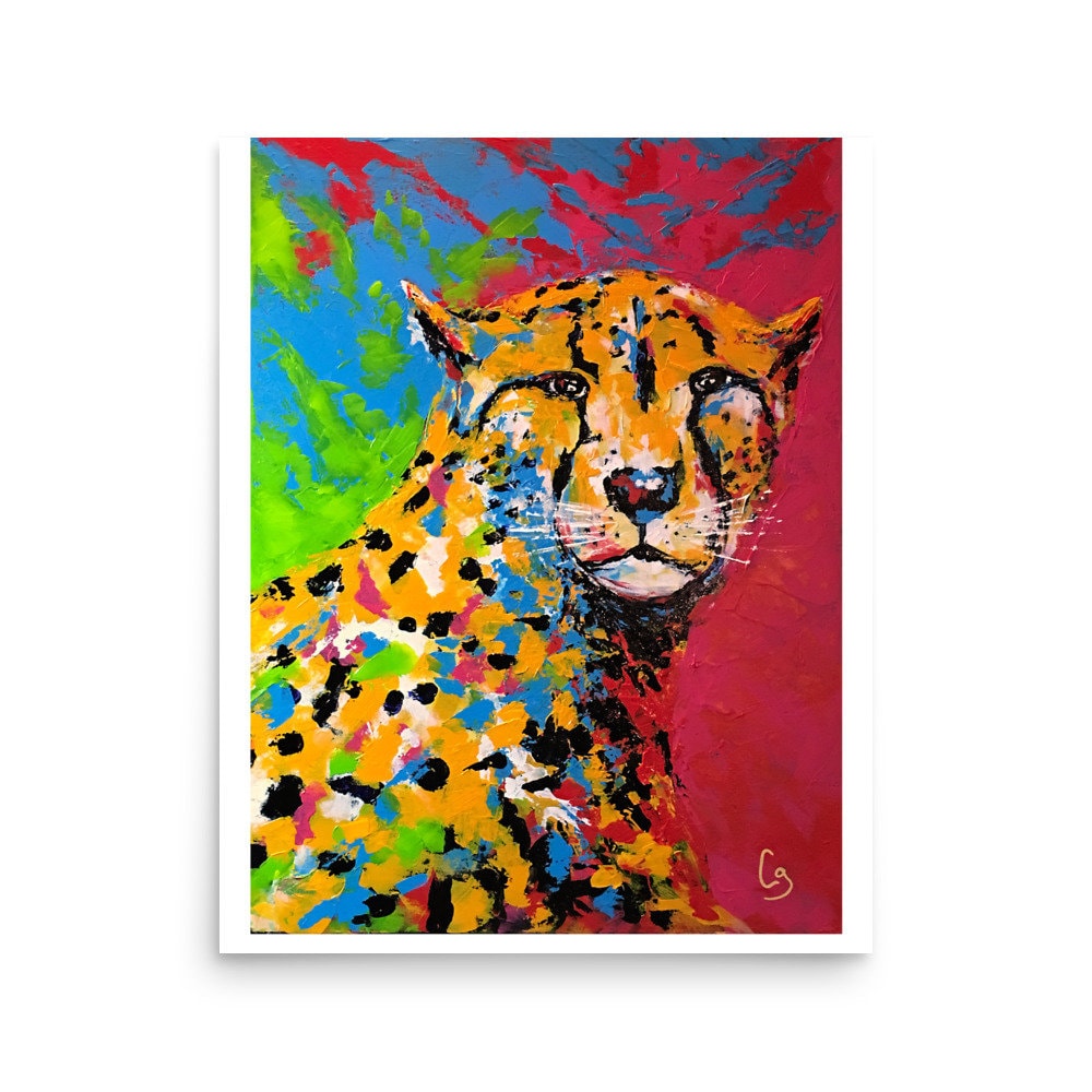 Cheetah Archival Art Print, Animal Wall Art, Vibrant Cheetah Print, Semi-Abstract Animal Art, Home Decor Art